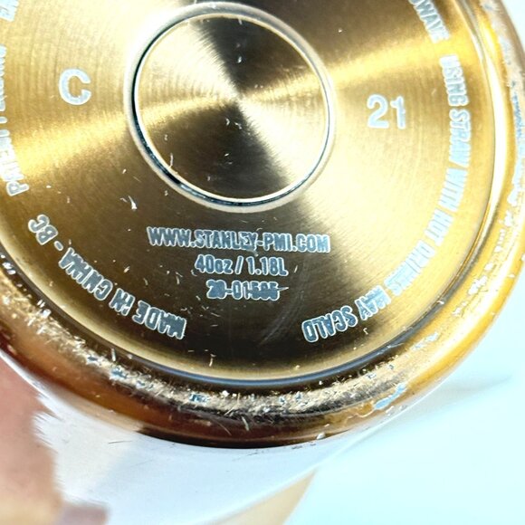 Stanley Quencher Stainless Steel 40 oz Travel Mug Bronze Gold White with Handle - Picture 5 of 10